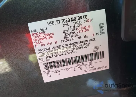 2018 Ford Edge Se из США, поврежденный, VIN 2FMPK3G94JBC30361